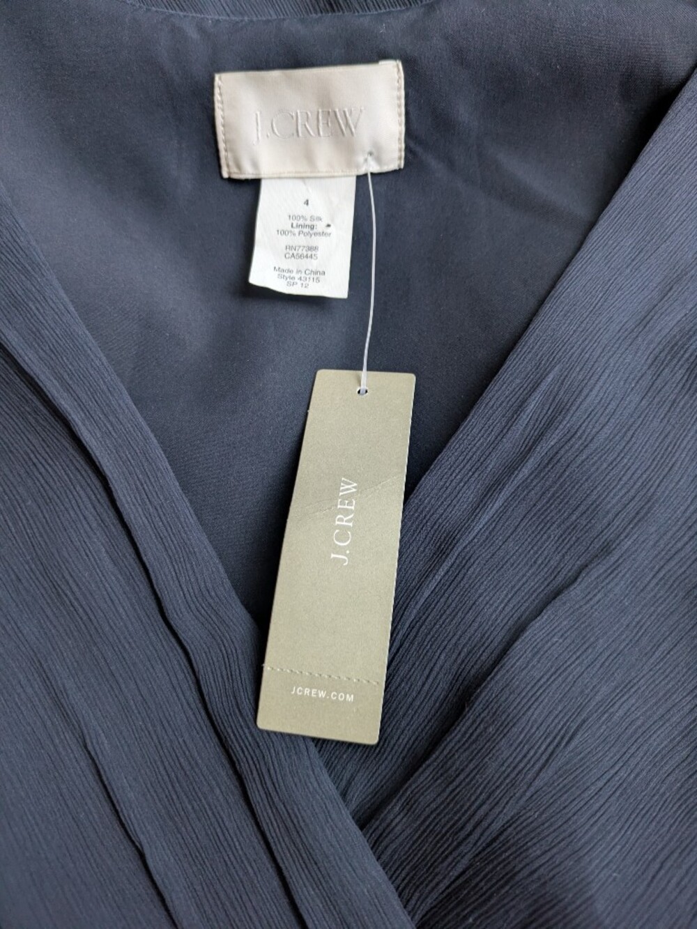 NWT J.Crew 100% Silk Chiffon Maxi Dress Evening Gown Navy Blue Size 4 Occasion